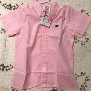 Boys 6t s/s button up micro gingham top